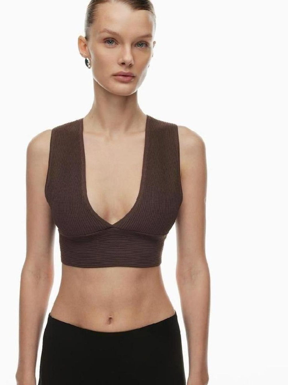 Aritzia Babaton Sculpt Knit Deep V Tank
